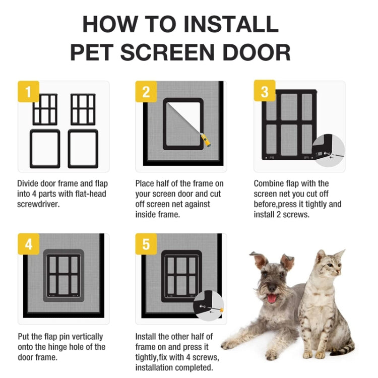 34cmx 44cm Pet Window Door Dog Cat Cave Anti-mosquito Pet Lattice Door, 34cmx 44cm Black