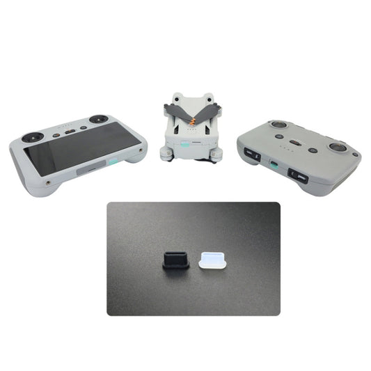 مجموعتان من سدادة الغبار ومنفذ شحن جهاز التحكم عن بعد لجسم الطائرة بدون طيار لـ DJI Mini 3 Pro، شفاف، أسود، شفاف + أسود