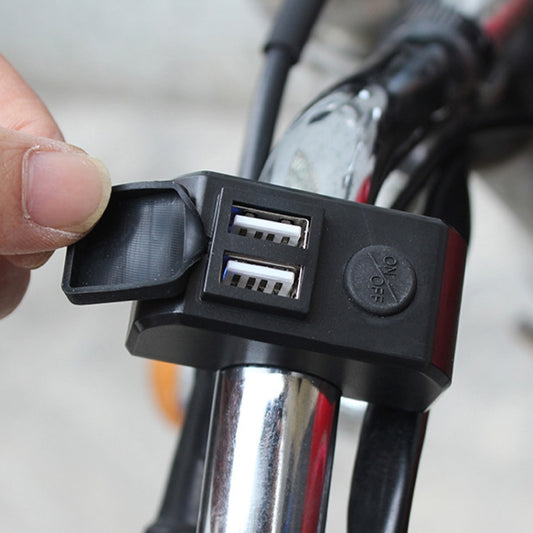 Motorcycle Dual USB Mobile Phone Charger 5V 3A Fast Charging, 5V 3A Black