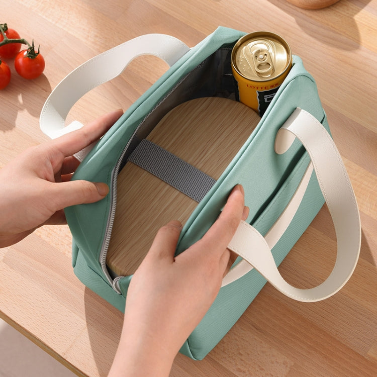 Smile Lunch Bag with Leather Handles, Size: S (Green), S (Green), S (Pink), S (Gray), S (Navy Blue), S (Yellow), L (Green), L (Pink), L (Gray), L (Navy Blue), L (Yellow)