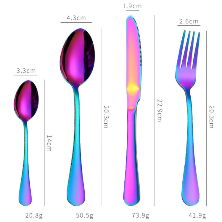 4PCS/Set Stainless Steel Western Steak Fork Spoon Knife Set, True Color, Golden, Rose Gold, Colorful, Black