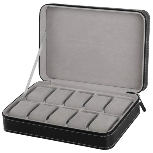 10 Bit Zipper Watch Box Storage Display Box PU Zipper Bag Watch Box, 10 Bit