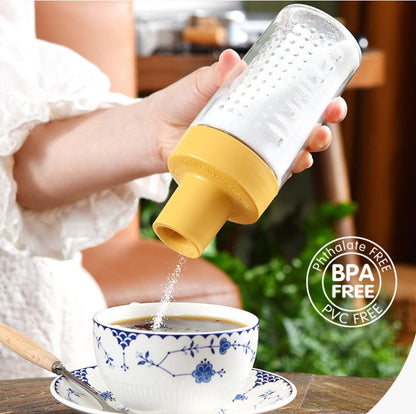 Quantitative Sugar Control Bottle Sugar Jar Dust-proof Sealed Seasoning Bottle With Lid, White, Green, Orange, Yellow