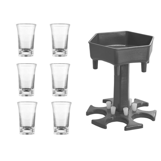 Bar Party 6 Cups Hexagon Wine Dispenser Wine Pourer, Gray+6 Transparent Cups, Blue+6 Transparent Cups, Gray+6 Colorful Cups, Blue+6 Colorful Cups, Pink+6 Colorful Cups
