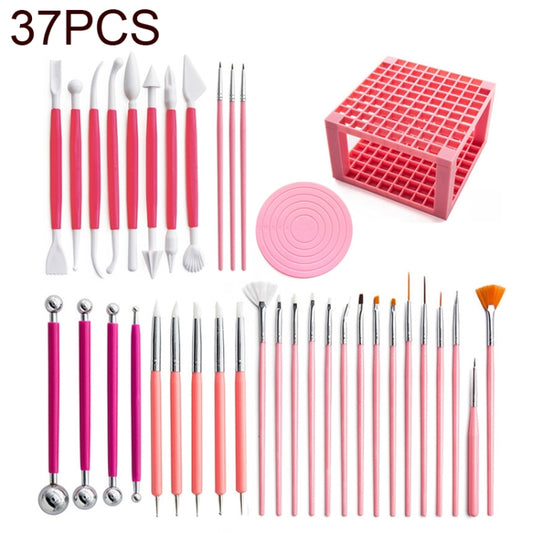 37 In 1 Pottery Tool Set Includes Carving Knife & Turntable & Brush & 96-hole Easel, 37 In 1
