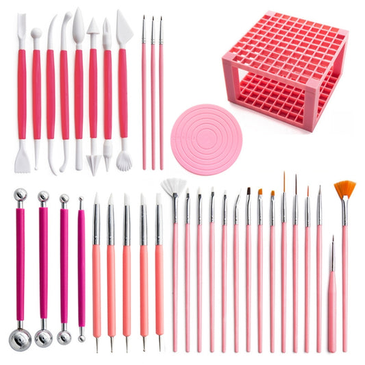 37 In 1 Pottery Tool Set Includes Carving Knife & Turntable & Brush & 96-hole Easel, 37 In 1