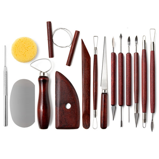 15 In 1 Pottery Tools Set Includes Clay Carving Knife & Detailing Needle Scraper Sponge Cutter, 15 In 1