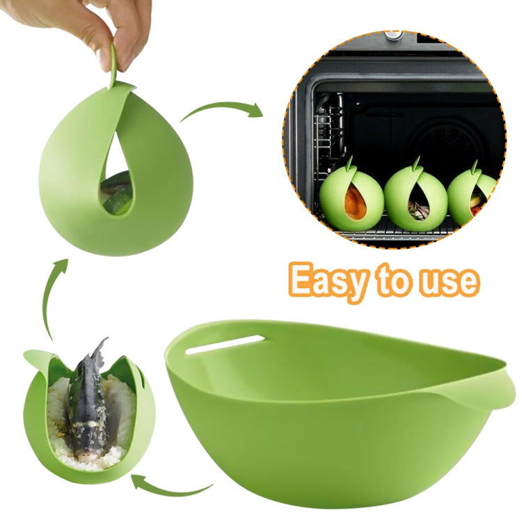 Silicone Cooking Bowl Microwave Oven Foldable Steamed Fish Bowl Salad Bowl