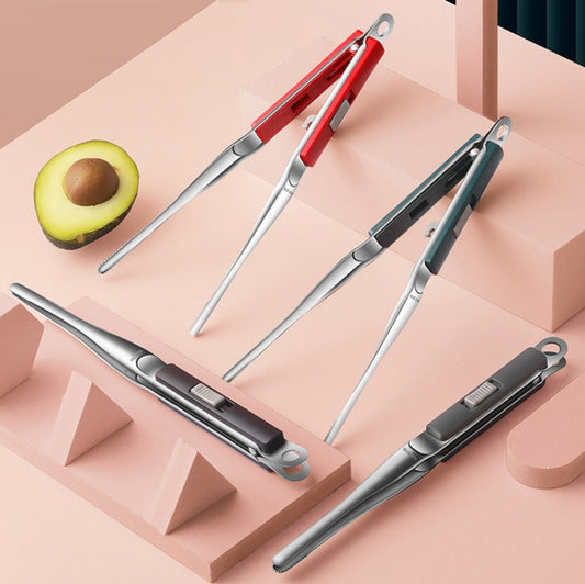 304 Stainless Steel Food Clip with Sawtooth Barbecue Tongs, Food Clip(Black), Food Clip(Gray), Food Clip(Red), Food Clip(Blue)