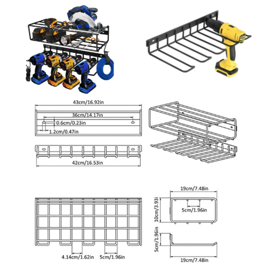 Wall Mounted Handheld Drill Tool Storage Rack, Complete set, Single Rack
