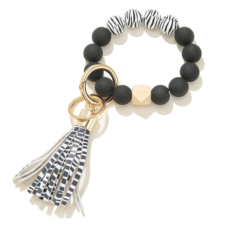 2 PCS Wooden Bead Frosted Bracelet Key Chain Pendant