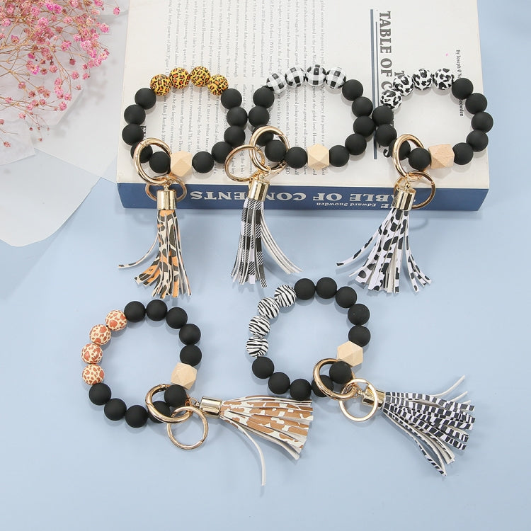 2 PCS Wooden Bead Frosted Bracelet Key Chain Pendant