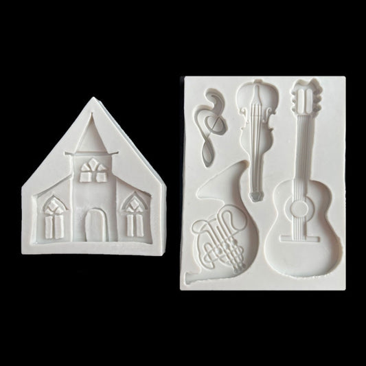 Castle Musical Silicone Mold Chocolate Fondant Cake Decor, Style:, Specification: Triangle, Triangle, Rectangle