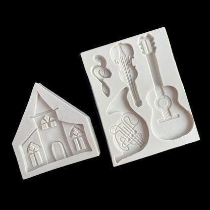 Castle Musical Silicone Mold Chocolate Fondant Cake Decor, Style:, Specification: Triangle, Triangle, Rectangle