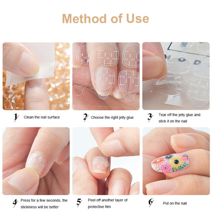 30 PCS 24 Stickers/Sheet Nail Art Double Sided Jelly Glue, Jelly Glue, with Indentation, Yellow, Foot Stickers, Pink