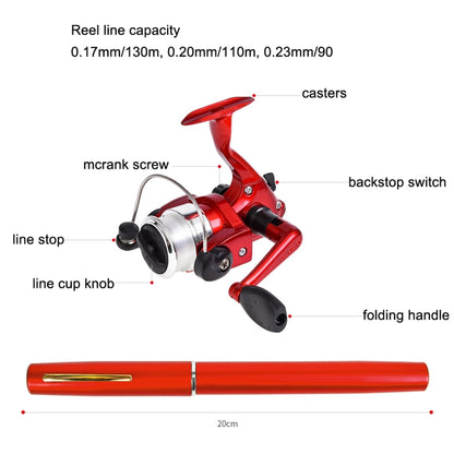 LEO Pen Type Fishing Rod & Spinning Wheel Fishing Reel Portable Pocket Fishing Gear