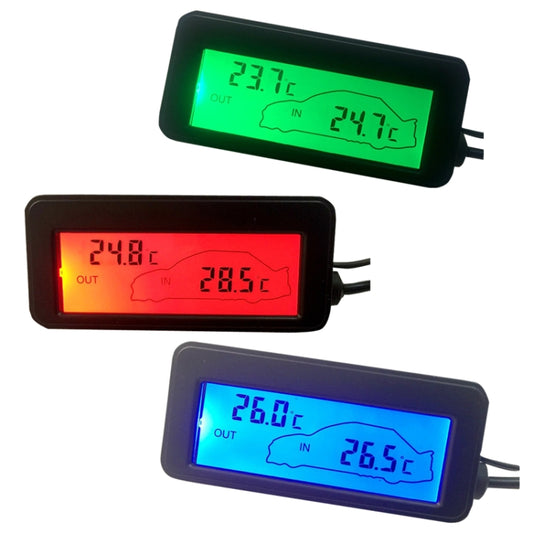 Car Inside and Outside Backlit Mini Digital Thermometer, Blue, Green, Red