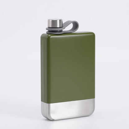 9oz Portable 304 Stainless Steel Flagon Whiskey Vodka Wine Pot Hip Flask, Matte Black, Military Green, Blue, Red