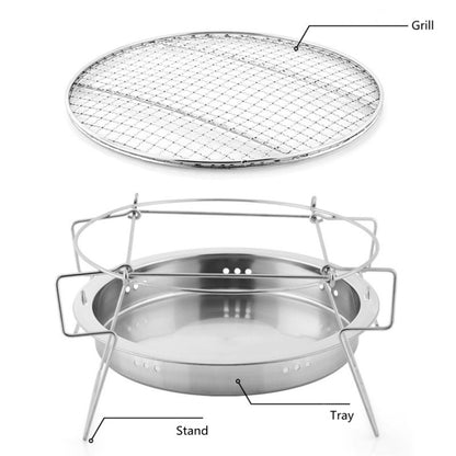RG_011 Outdoor Round Folding Stainless Steel Barbecue Grill, Size: