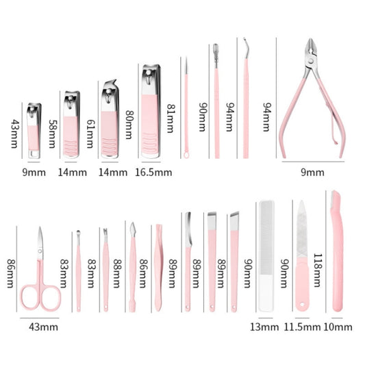 Stainless Steel Nail Clipper Set Beauty Eyebrow Trimmer, Color:, 26 PCS/Set Silver, 6 PCS/Set (Pink)