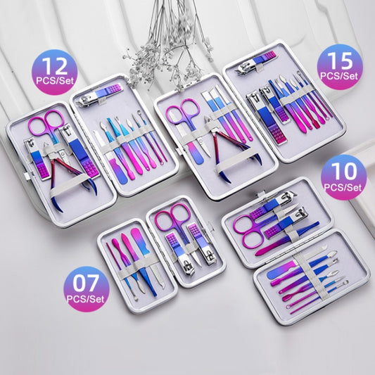 Stainless Steel Bright Beauty Nail Clipper Trimming Set, 12 PCS/Set, 15 PCS/Set