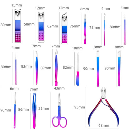 Stainless Steel Bright Beauty Nail Clipper Trimming Set, 12 PCS/Set, 15 PCS/Set