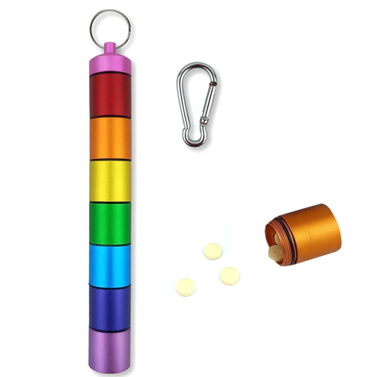M003 Sealed Waterproof 7 Days Split Aluminum Alloy Metal Pill Box, Colorful Pill Box