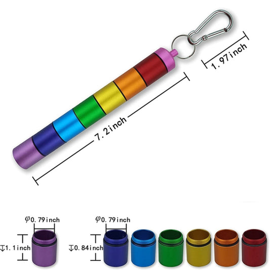 M003 Sealed Waterproof 7 Days Split Aluminum Alloy Metal Pill Box, Colorful Pill Box