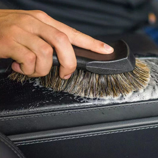 JY-26589412 Car Interior Dusting Oiling Polishing Cleaning Horsehair Brush, Black
