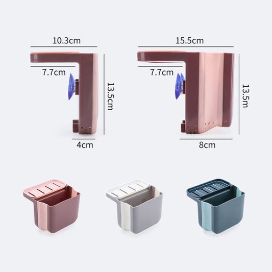 Kitchen Sink Telescopic Drain Basket Sucker Hanging Trash Can, Gray, Blue, Pink