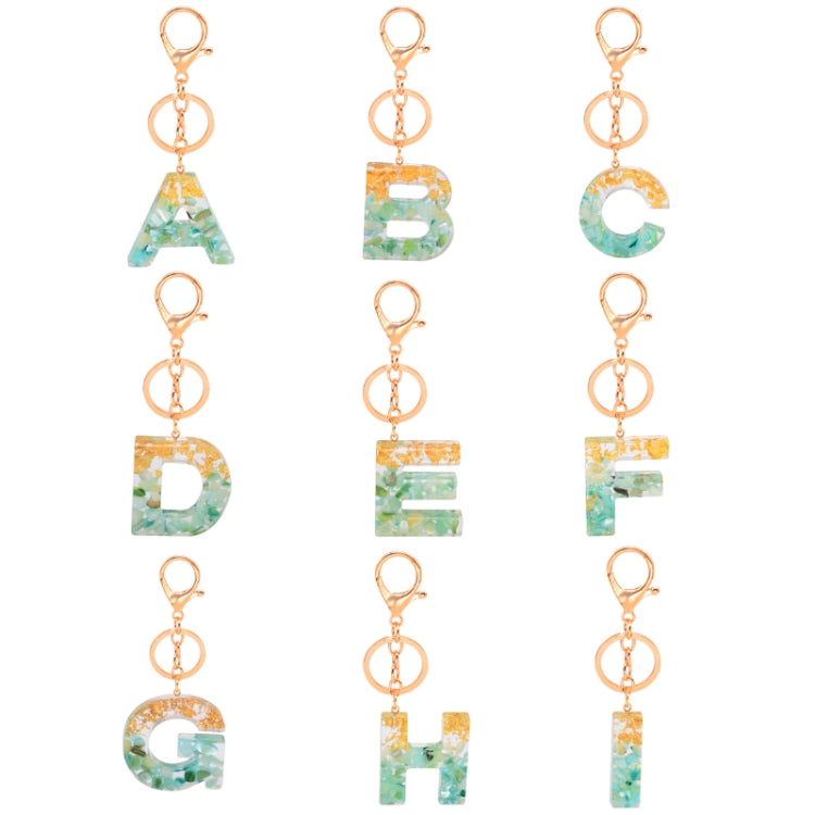 2 PCS Gold Foil Epoxy English Letter Keychain Bag Pendant, A, B, C, D, E, F, G, H, I, J, K, L, M, N, O, P, Q, R, S, T, U, V, W, X, Y, Z