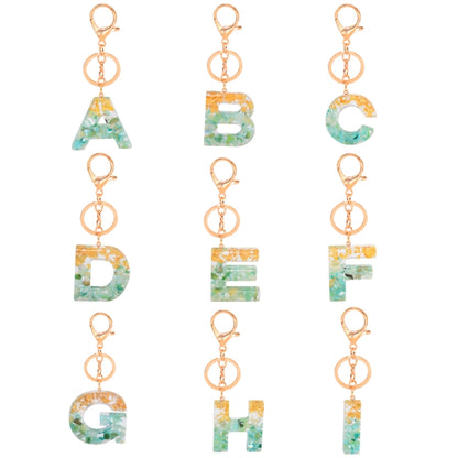 2 PCS Gold Foil Epoxy English Letter Keychain Bag Pendant, A, B, C, D, E, F, G, H, I, J, K, L, M, N, O, P, Q, R, S, T, U, V, W, X, Y, Z