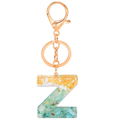 2 PCS Gold Foil Epoxy English Letter Keychain Bag Pendant, A, B, C, D, E, F, G, H, I, J, K, L, M, N, O, P, Q, R, S, T, U, V, W, X, Y, Z