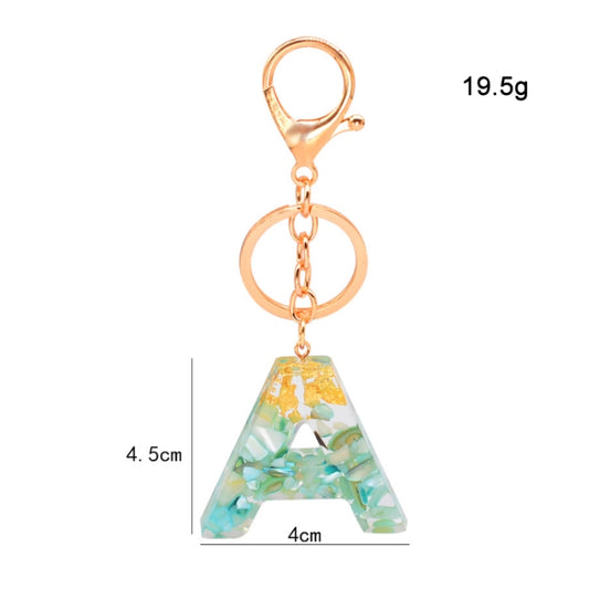2 PCS Gold Foil Epoxy English Letter Keychain Bag Pendant, A, B, C, D, E, F, G, H, I, J, K, L, M, N, O, P, Q, R, S, T, U, V, W, X, Y, Z