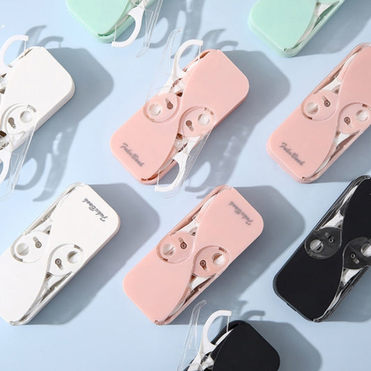 FukuBook Portable Mini Automatic Opening and Closing Floss Storage Box with Floss, White, Black, Green, Pink