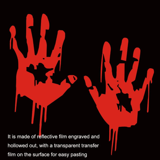 5 Sets Waterproof Sunscreen Reflective Car Sticker Blood Handprint Halloween Sticker, Blood Handprint