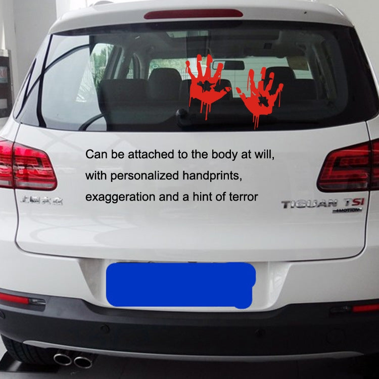 5 Sets Waterproof Sunscreen Reflective Car Sticker Blood Handprint Halloween Sticker, Blood Handprint