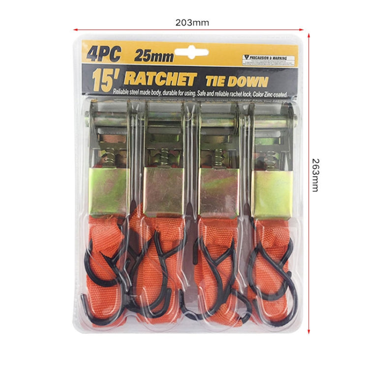 4PCS 15 Inch Tensioner Ratchet Strap Car Ratchet Thread Tensioner, Orange, Black