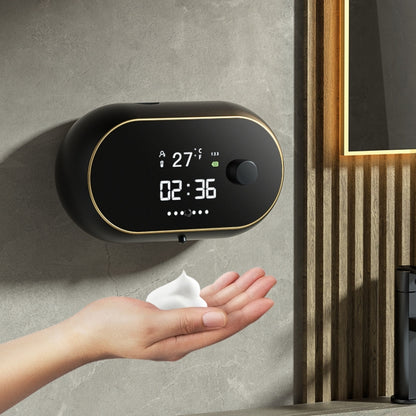 W2 Wall-mounted USB Charging  Automatic Foam Soap Dispenser With Time Temperature Display, White, Black