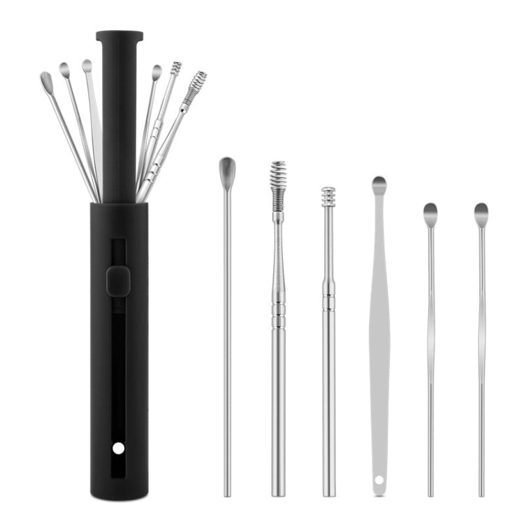 1 Pack Push-Pull Cylinder Storage Ear Scoop Set, Specification: 6 PCS/Set Black, 6 PCS/Set Black, 6 PCS/Set Orange, 6 PCS/Set Yellow, 6 PCS/Set Blue, 6 PCS/Set Green, 7 PCS/Set Black, 7 PCS/Set Orange, 7 PCS/Set Yellow, 7 PCS/Set Blue, 7 PCS/Set Green