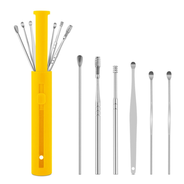 1 Pack Push-Pull Cylinder Storage Ear Scoop Set, Specification: 6 PCS/Set Black, 6 PCS/Set Black, 6 PCS/Set Orange, 6 PCS/Set Yellow, 6 PCS/Set Blue, 6 PCS/Set Green, 7 PCS/Set Black, 7 PCS/Set Orange, 7 PCS/Set Yellow, 7 PCS/Set Blue, 7 PCS/Set Green
