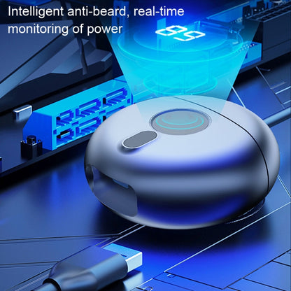 ماكينة حلاقة صغيرة قابلة لإعادة الشحن عبر USB طراز TJ01 Flying Saucer Razor، لون رمادي غامق، لون ذهبي شامبانيا