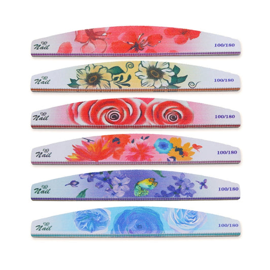 GJ0507 6 In 1 Nail Art Tools Nail Polish Nail Scrub Strips, Flower, Fingertip, Christmas, Flame Bird, Watercolor