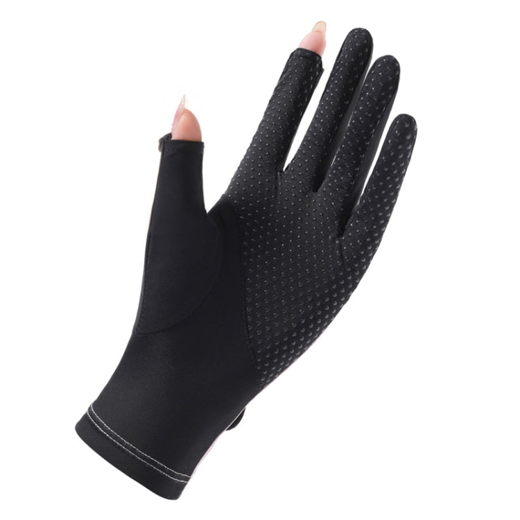 FSN02 1pair UV Resistant Ice Silk Breathable Cool Non-Slip Cycling Driving Thin Gloves
