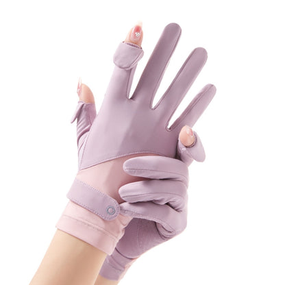 FSN02 1pair UV Resistant Ice Silk Breathable Cool Non-Slip Cycling Driving Thin Gloves
