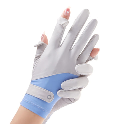 FSN02 1pair UV Resistant Ice Silk Breathable Cool Non-Slip Cycling Driving Thin Gloves