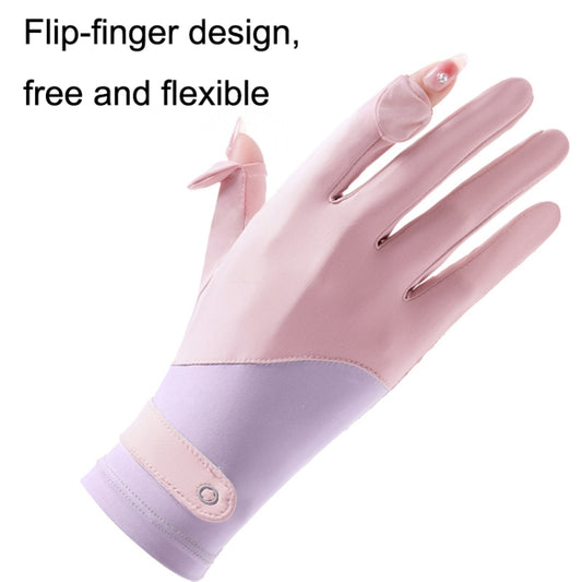 FSN02 1pair UV Resistant Ice Silk Breathable Cool Non-Slip Cycling Driving Thin Gloves