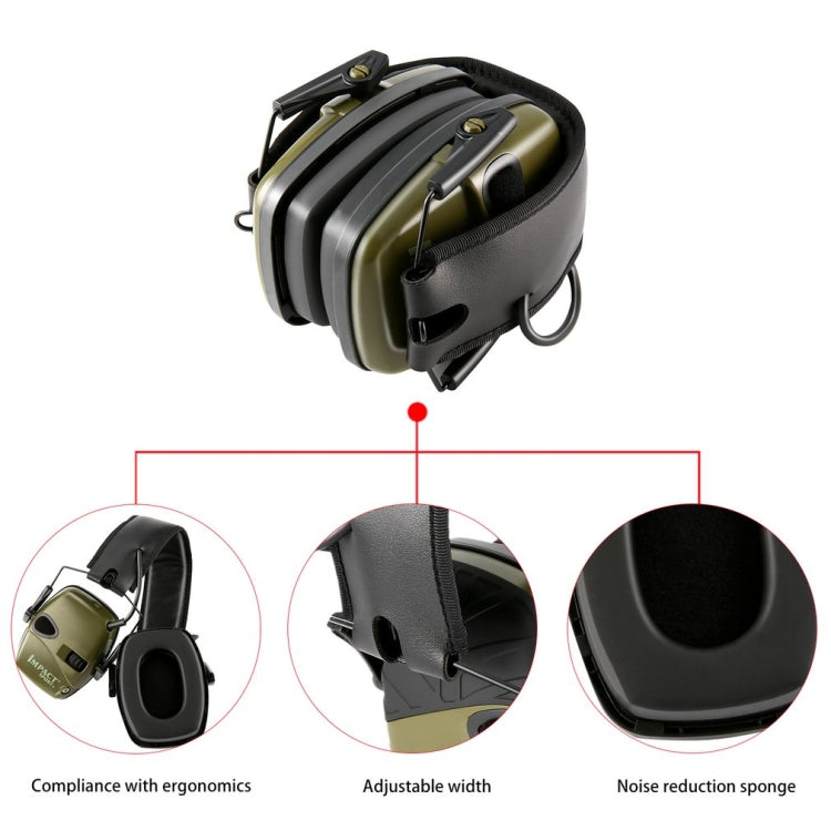 Noise-cancelling Headphones Noise-isolating Earmuffs For Outdoor Work, Green, Black