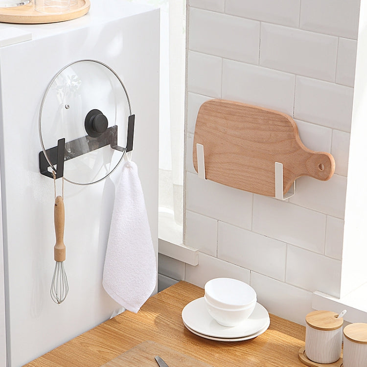 Wall-Mounted Carbon Steel Integrated Pot Lid Holder Kitchen Cutting Board Rack, Black, White