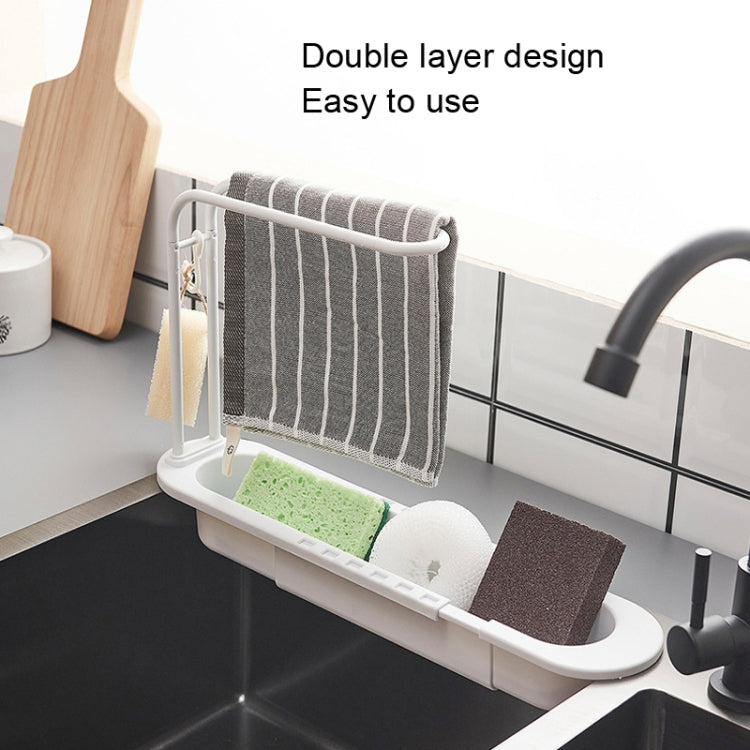 Disassembly With Towel Pole Telescopic Sink Rack, White, Grey